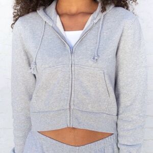 Brandy Melville Crystal Cropped Zip-Up Hoodie